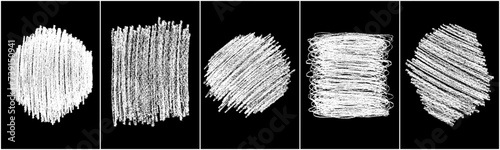 Obraz na płótnie Chalk texture on black background. White brush stroke. Abstract backdrop. Hand drawn drawing. Set vector illustration. w salonie