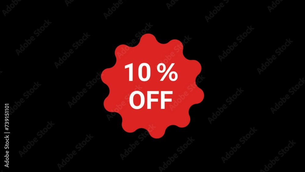 10 percent off price badge Animation with transparent background 10 percent off price badge Animation with transparent background