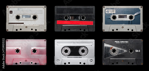 Fotografía Old cassette tape collection with no label