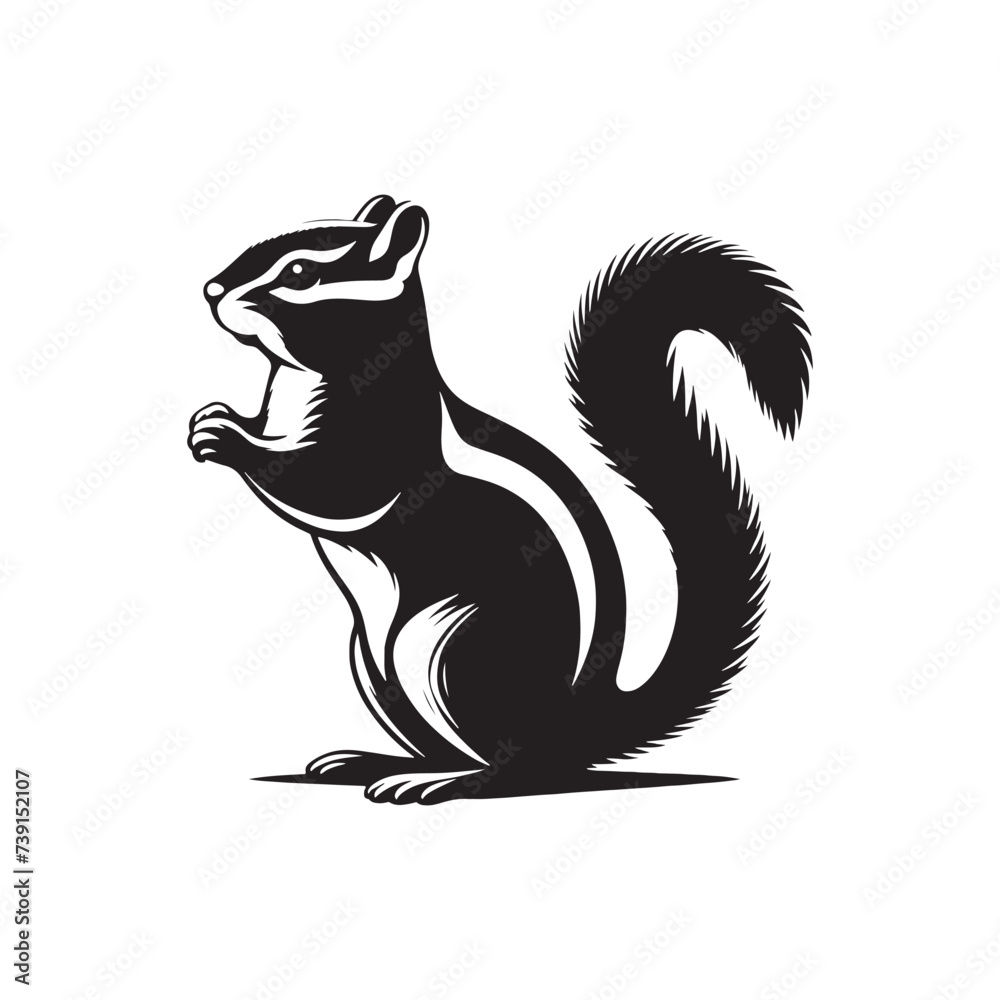 Radiant Elegance: Minimallest Chipmunk Silhouette Captured in Vector Brilliance - Chipmunk Vector
