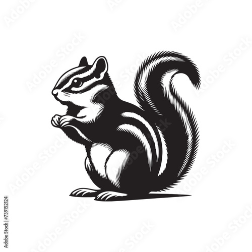 Luminous Reverie: Minimallest Chipmunk Silhouette Illuminated with Artistic Flair - Chipmunk Vector
