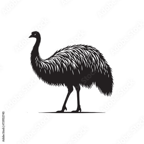 Whispering Shadows: Emu Silhouette in the Mystical Night's Embrace - Emu Illustration
