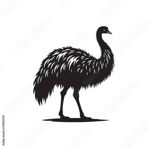 Radiant Resonance: Minimallest Emu Silhouette Bathed in Celestial Luminescence - Emu Illustration
