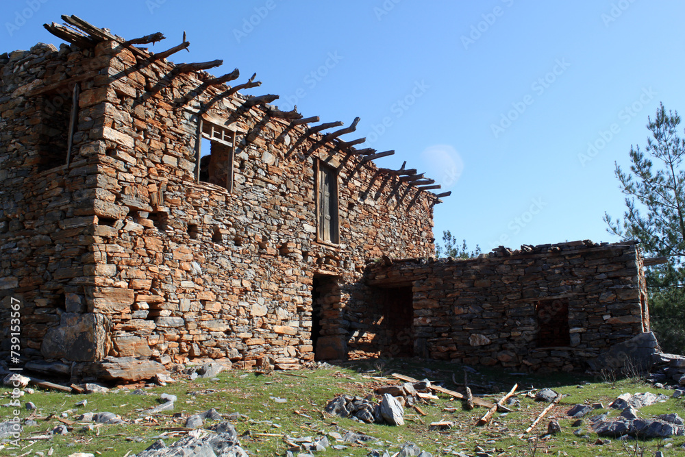 Old destroyed and abandoned stone house. Old destroyed and abandoned stone house.