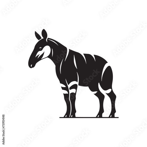 Purity of Lines  Okapi Silhouette Drawing with Delicate Details - Okapi Vector 