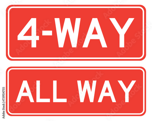 vector 4 way and all way traffic signs
