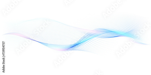 Flowing particles form waves, a gradient light pattern. modern technology background Vector illustration