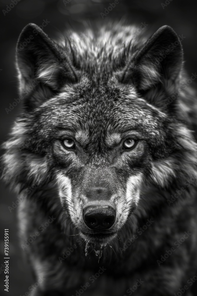 angry wolf - closeup black and white portrait angry wolf - closeup black and white portrait