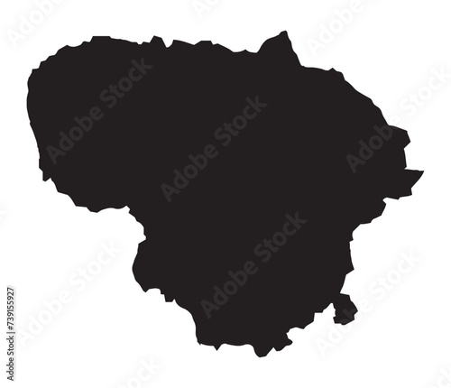 Lithuania Black Silhouette Map