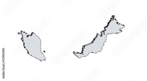 Malaysia 3D Outline Map