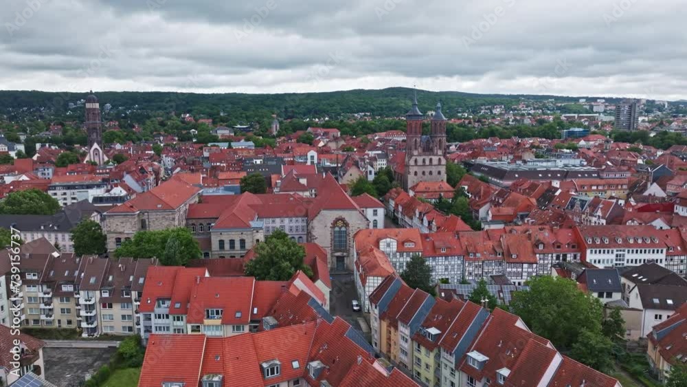 Aerial drone view of the historical city centre of Göttingen , Germany. Aerial drone view of the historical city centre of Göttingen , Germany.