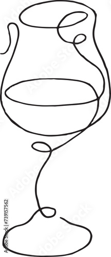Cocktail glasses champagne wine drawing in flat line style lineart vector