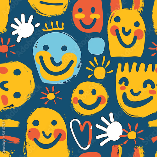 Abstract shapes  smiling faces  vector graphic 