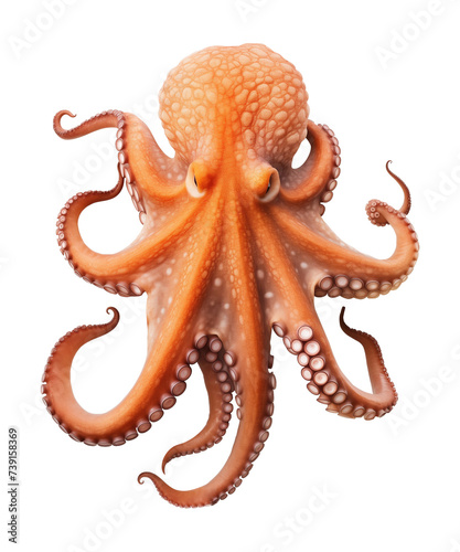 Octopus Isolated on Transparent Background 