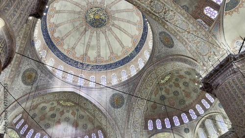 Sultanahmed Blue Mosque interior design with blue tiles photo