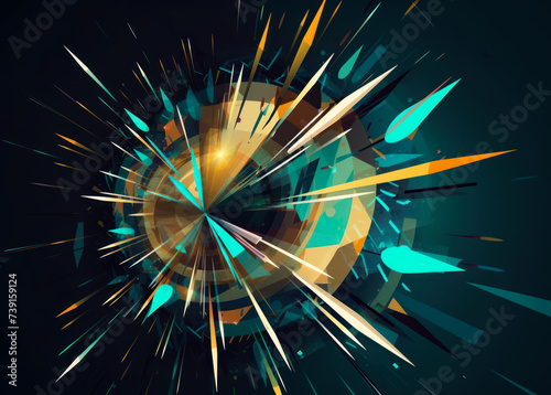 Abstract background with dynamic waves,line and particles.