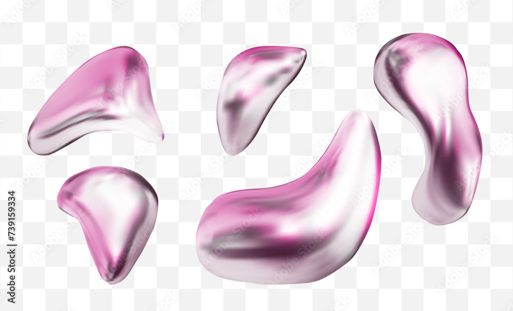 Set of 3d metallic forms.Holographic geometric shapes. 3D vector illustration Set of 3d metallic forms.Holographic geometric shapes. 3D vector illustration
