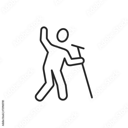 Singer with Microphone Line Art Icon