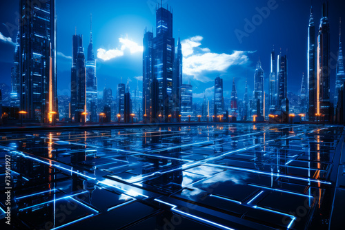 Abstract technology background in the city