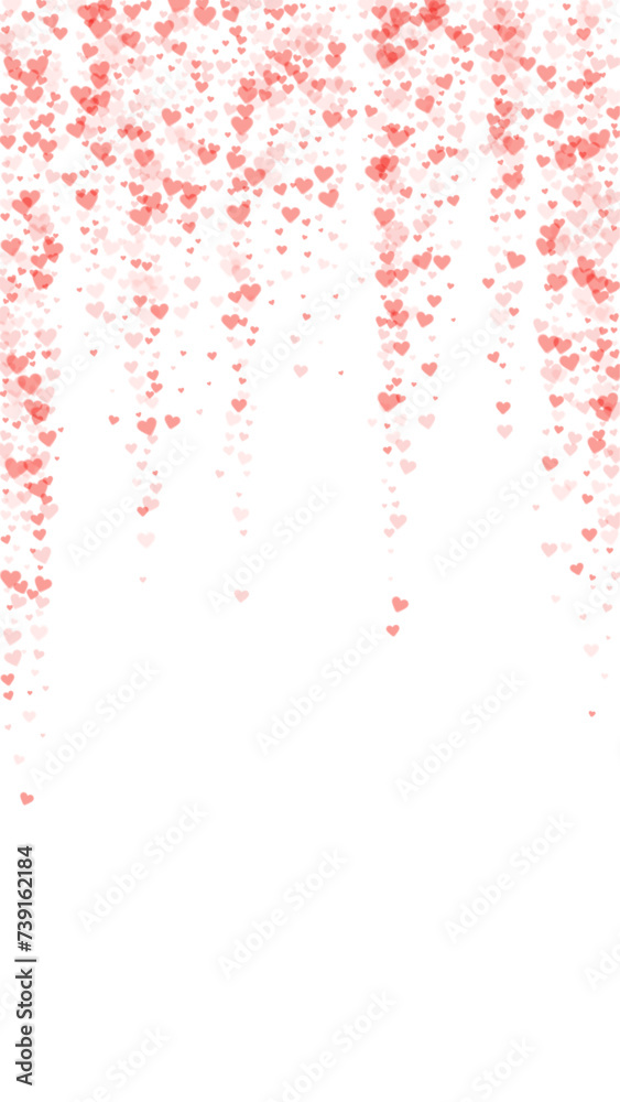 Red hearts scattered on white background.