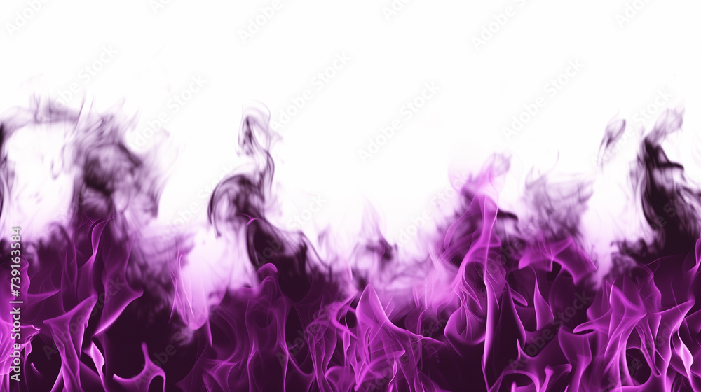 Abstract purple fire on a white background.