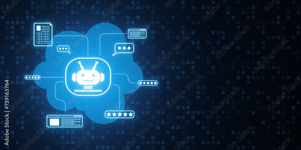 Creative blue chat GPT hologram hud on blurry wide background with mock up place. AI, online support and customer service concept. 3D Rendering. Creative blue chat GPT hologram hud on blurry wide background with mock up place. AI, online support and customer service concept. 3D Rendering.