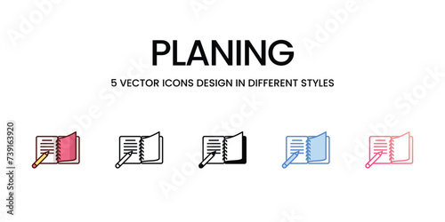 Planing Icons set. Suitable for Web Page, Mobile App, UI, UX and GUI design, vector stock illustration