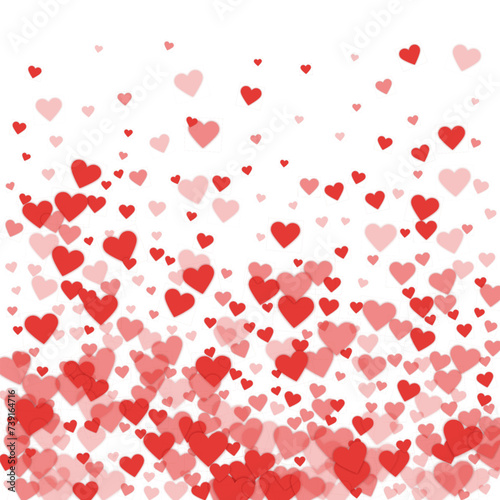 Red hearts scattered on white background.