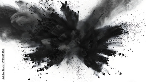 white explosion background black charcoal powder paint dust isolated abstract splash photo