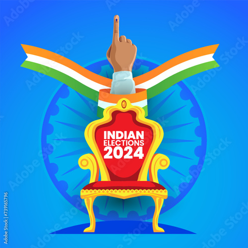 Indian General Election with Fight for Prime Minister Chair Concept Vector Illustration