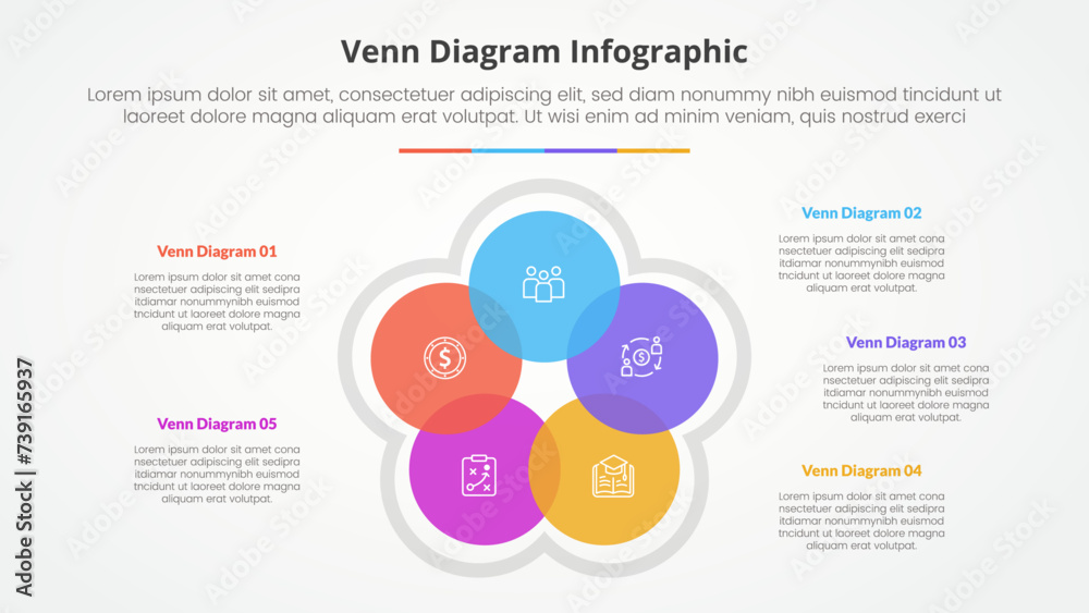 venn diagram infographic concept for slide presentation with big circle cycle circular with 4 point list with flat style venn diagram infographic concept for slide presentation with big circle cycle circular with 4 point list with flat style