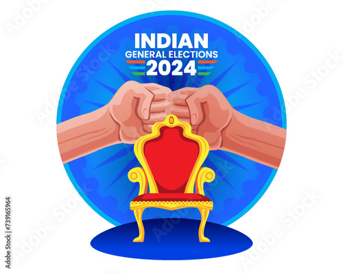 Indian General Election with Fight for Prime Minister Chair Concept Vector Illustration photo