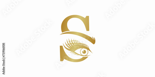 beauty eyelash logo design with letter s consept premium vektor