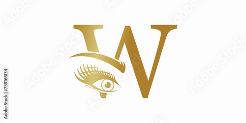 beauty eyelash logo design with letter w consept premium vektor