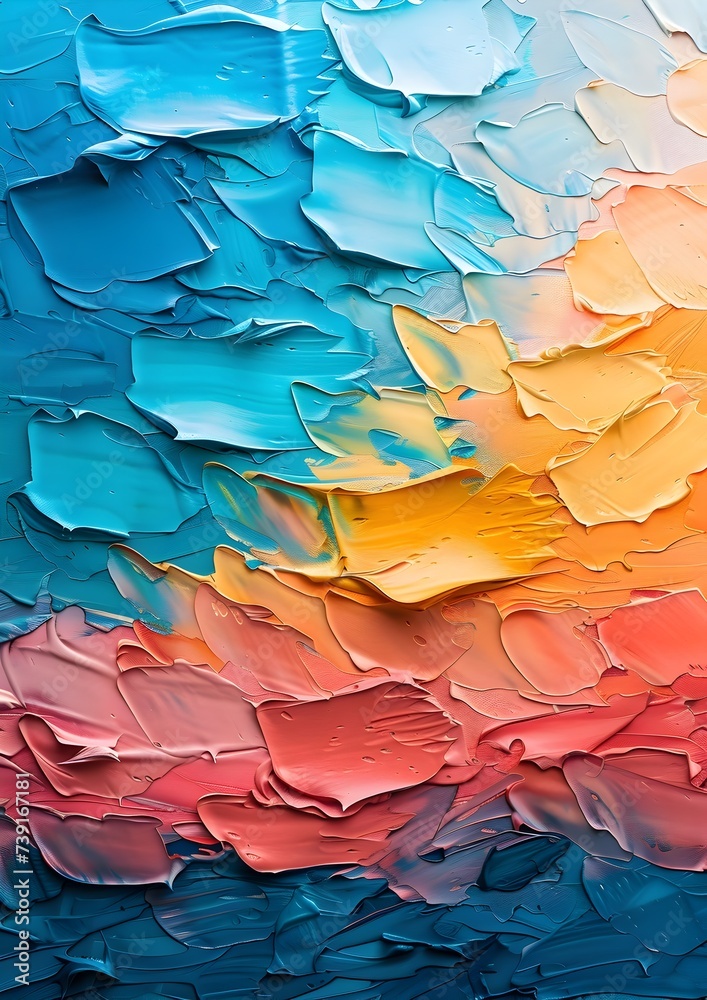 Vibrant Textured Abstract Painting in Colorful Palette