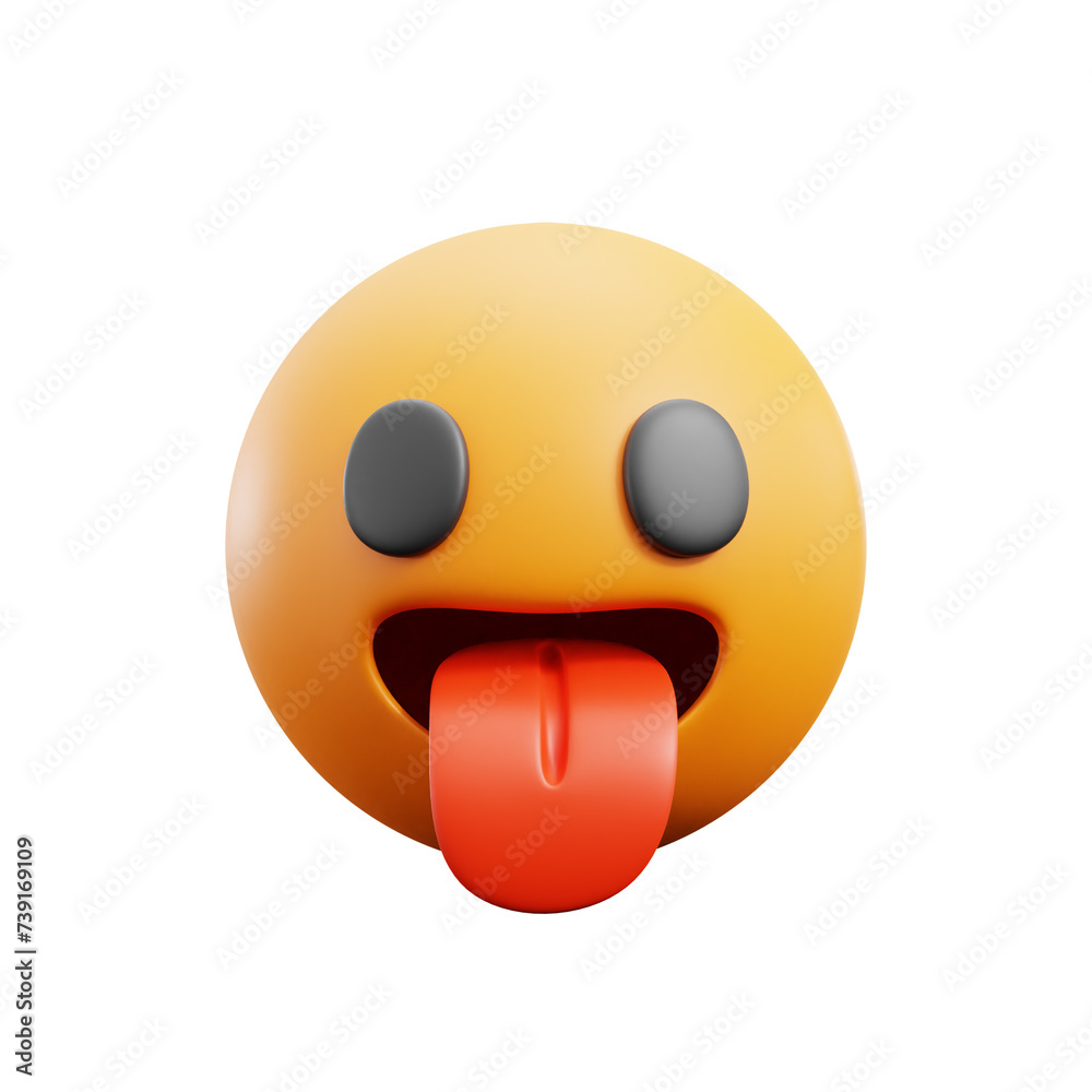 Fototapeta premium Face With Tongue 3d icon isolated White Background 3d rendering