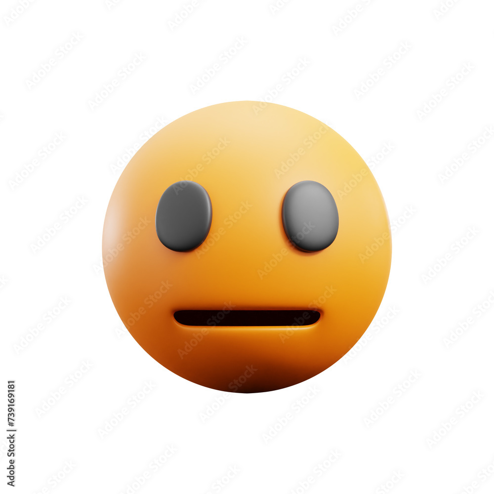 Fototapeta premium Neutral Face 3d icon isolated White Background 3d rendering