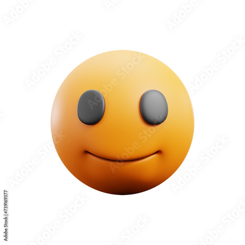 Slightly Smiling Face 3d icon isolated White Background 3d rendering
