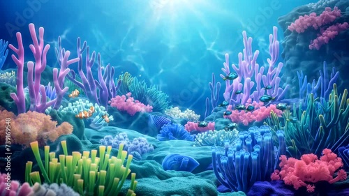 Tropical coral reef with fish. Seamless looping time-lapse 4k video animation background