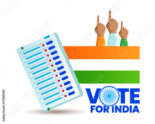 Indian election vote for India concept with an inked finger, and EVM machine vector