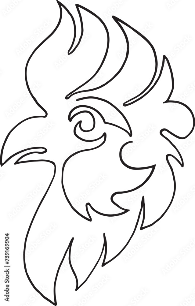 Naklejka premium Cock rooster bird logo icon continuous line art drawing vector illustration Hand drawn.