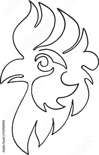 Cock rooster bird logo icon continuous line art drawing vector illustration Hand drawn.