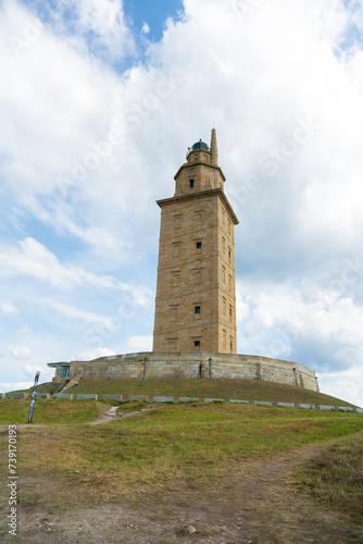 Tower of Hercules lighthouse in A Coruna in Spain on the Spanish North Atlantic coast (Costa da Morte)