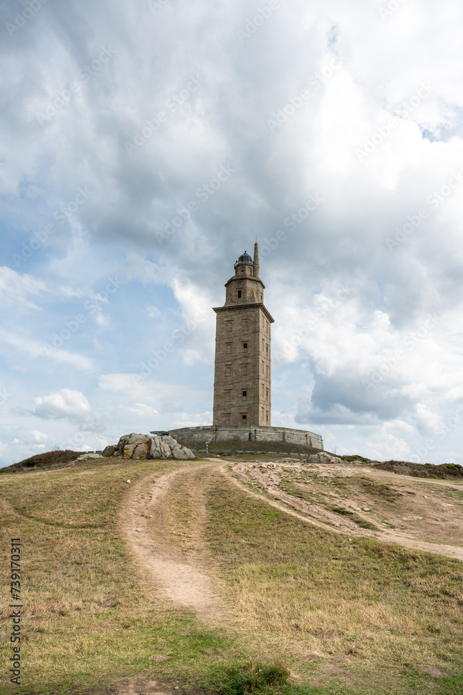 Tower of Hercules lighthouse in A Coruna in Spain on the Spanish North Atlantic coast (Costa da Morte)