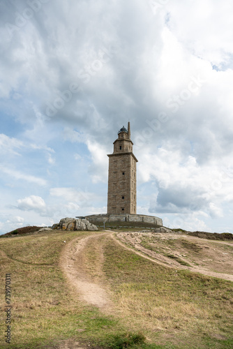 Tower of Hercules lighthouse in A Coruna in Spain on the Spanish North Atlantic coast  Costa da Morte 