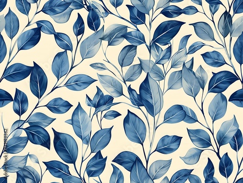 Eucalyptus Leaves in Pastel Color Seamless Pattern