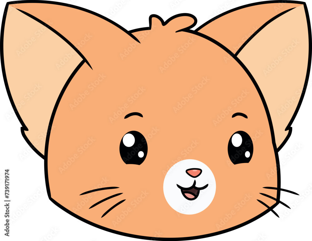 Cute smiling kitten head on white background Cute smiling kitten head on white background