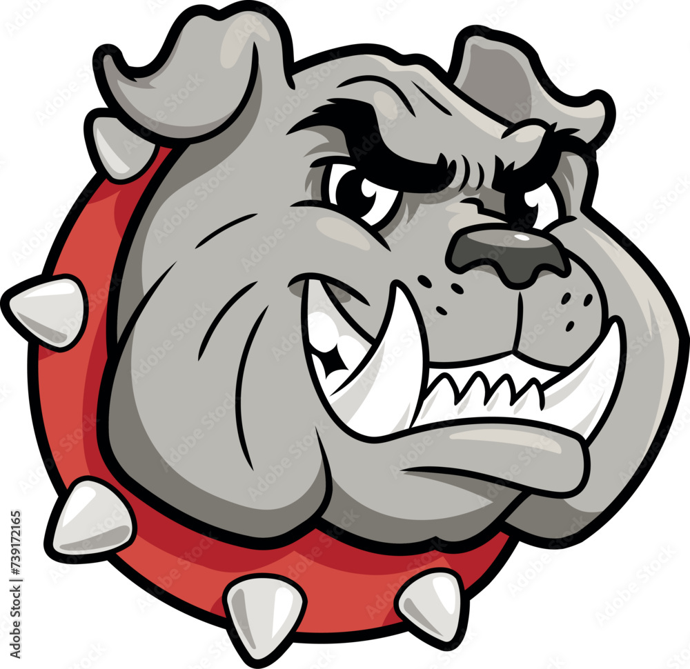 Fototapeta premium Smiling bulldog head illustration on white background