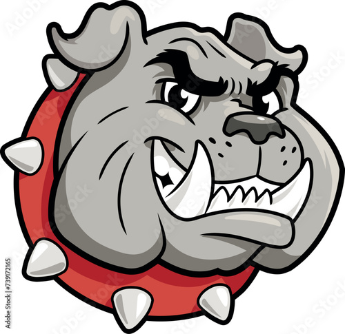 Smiling bulldog head illustration on white background