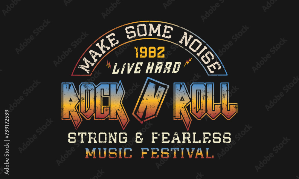 Rock and roll vintage t shirt design wing vector artwork for poster, sticker, fashion and others Print-2